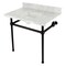 Kingston Brass 36 Console Sink with Brass Legs 8Inch, 3 Hole, Marble WhiteMatte Black KVBH3622M8SQ0 - alternate 1